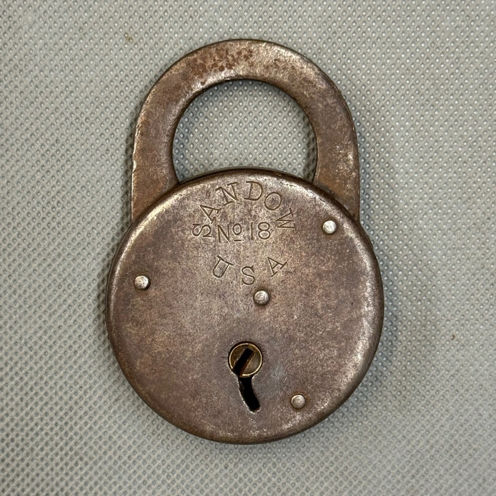 Antique Sandow No 18 Padlock Round-Body Cast Iron Victorian Era RARE 1890s